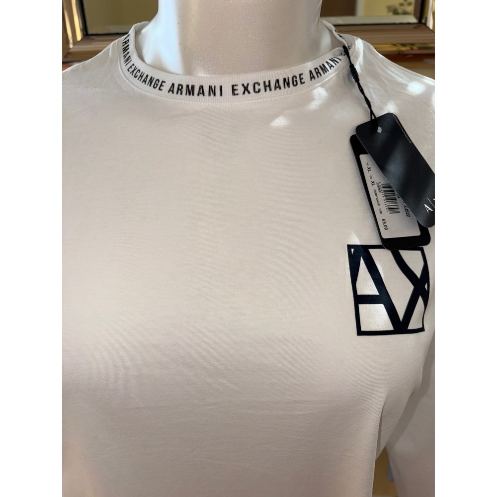 Armani Exchange Mens XL White Long Sleeve Logo T-Shirt Jumper New - Picture 3 of 5